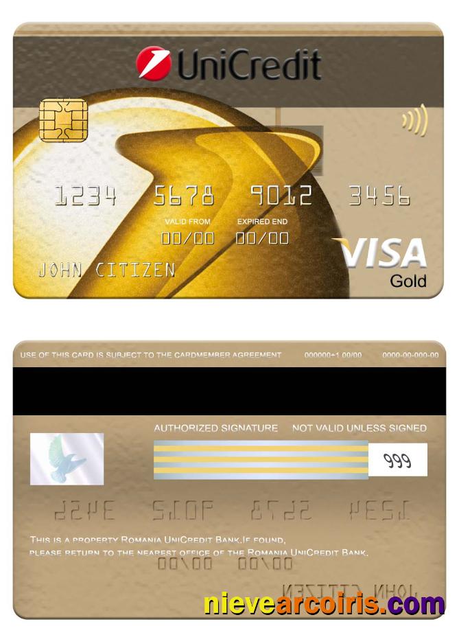 Romania UniCredit Bank visa gold card